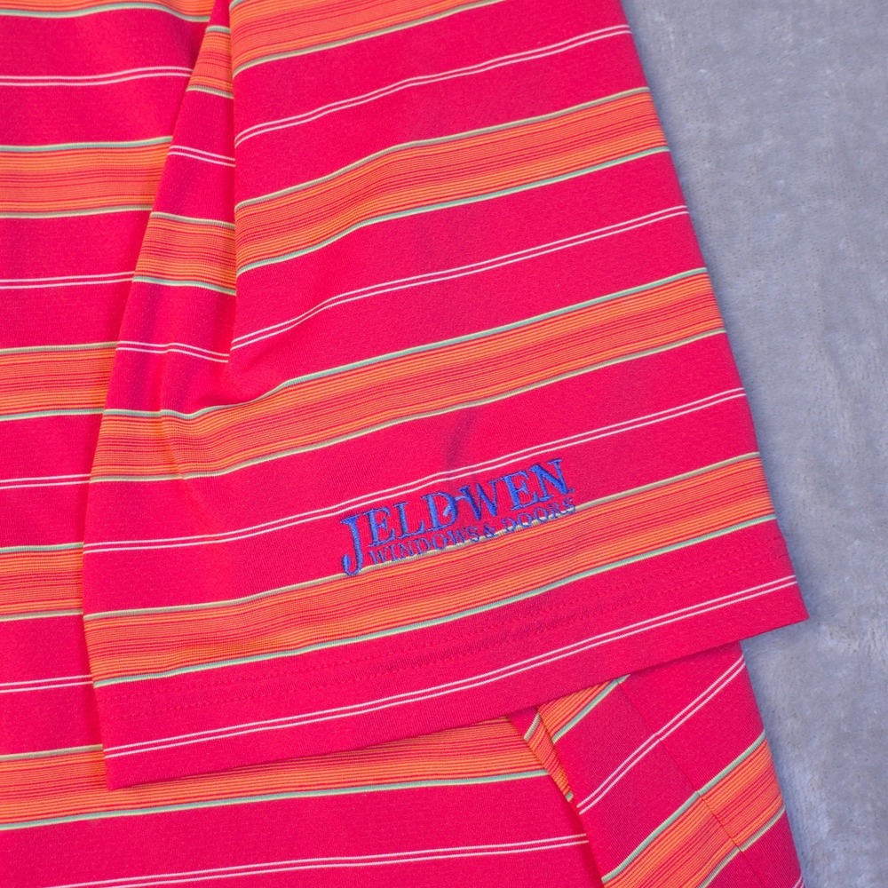 Nike Golf Polo Shirt Men' XL Red Orange Striped The Players Championship Fit Dry - Picture 6 of 14